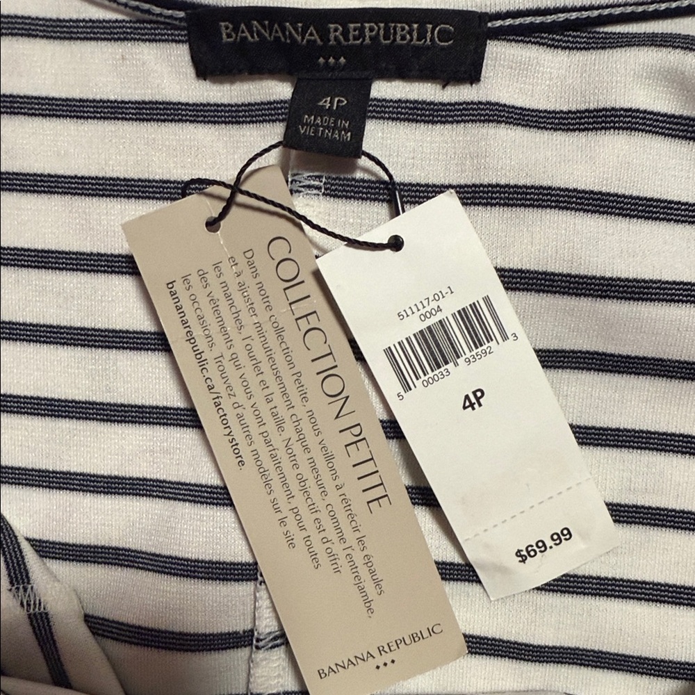 Banana Republic Navy and White Striped Tee